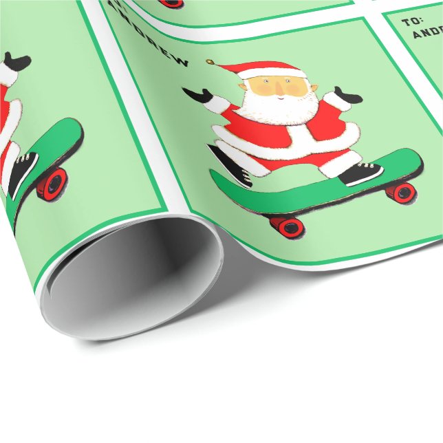 Skateboarding Christmas Gift Wrapping Paper (Roll Corner)