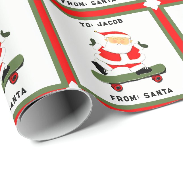 Skateboarding Christmas Holiday Gift Wrapping Paper (Roll Corner)
