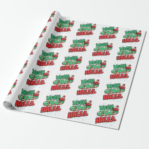 Skateboarding Christmas Skateboard Deck the Halls Wrapping Paper