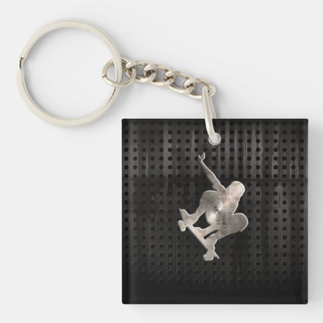 Skateboarding; Cool Black Key Ring (Front)