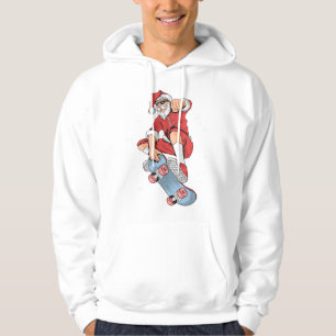 Skateboarding Cool Santa   Christmas Hoodie