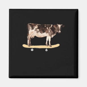 Skateboarding Cow Funny Skateboard T Shirt Magnet