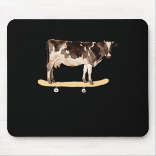 Skateboarding Cow Funny Skateboard T Shirt Mouse Pad