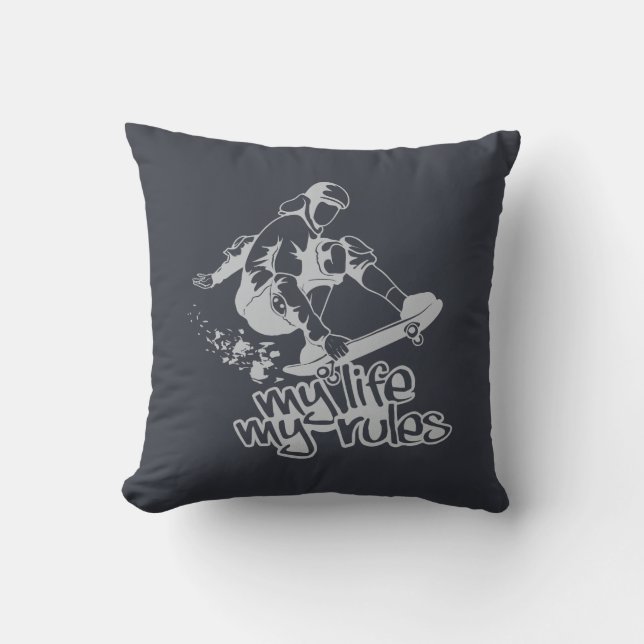 Skateboarding custom throw pillow (Front)