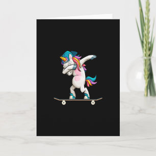 Skateboarding Dabbing Unicorn On Skateboard Skater Card