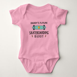 Skateboarding - Daddy's Future Skateboarding Buddy Baby Bodysuit