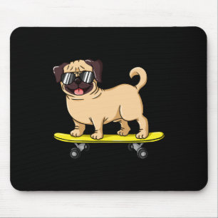 Skateboarding Dog Gift For A Pug Lover And Skater  Mouse Pad