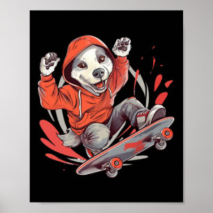 Skateboarding Dog In Action! 2 Poster