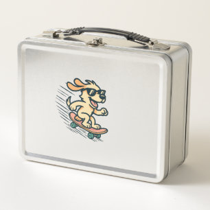 Skateboarding Dog Metal Lunch Box