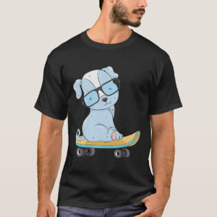 Skateboarding Dog Puppy Funny Skateboard Cute Dog  T-Shirt