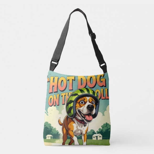 Skateboarding Dog Summer Funny Retro Beach  Crossbody Bag (Front)