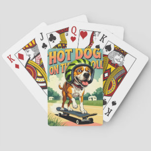 Skateboarding Dog Summer Funny Retro Beach Playing Cards