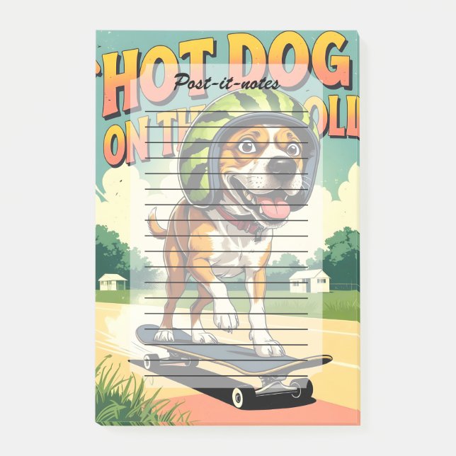 Skateboarding Dog Summer Funny Retro Beach  Post-it Notes (Front)