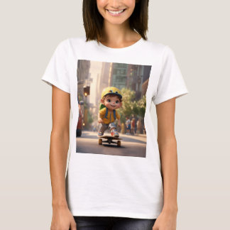 "Skateboarding Earthman: A Whimsical Adventure in  T-Shirt