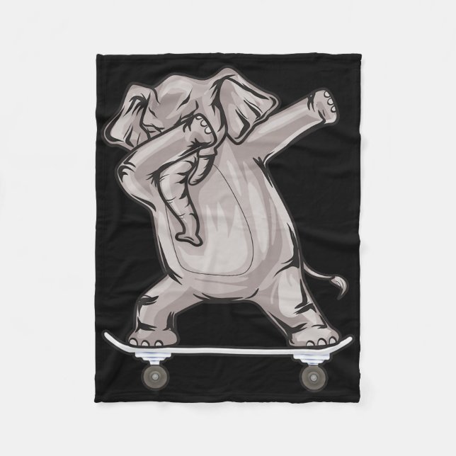 Skateboarding Elephant On Skateboard Gift For Skat Fleece Blanket (Front)