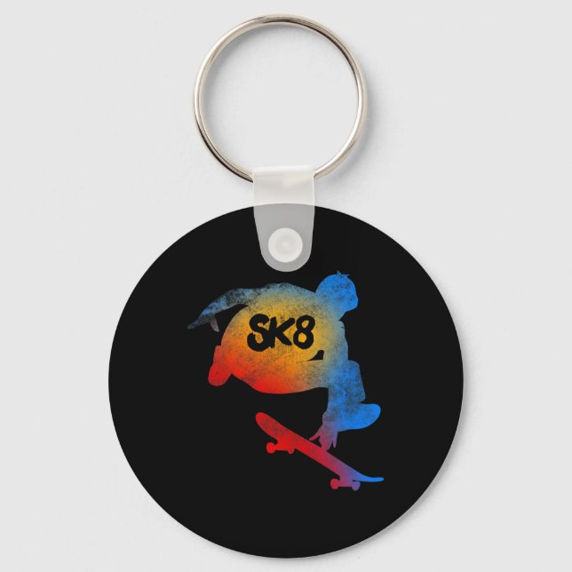 Skateboarding Evolution T Shirt Cool Sk8 Skater Te Key Ring (Front)