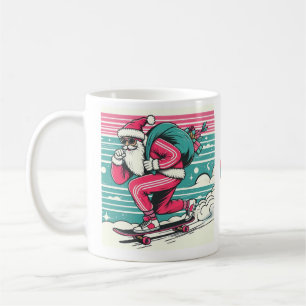 Skateboarding father christmas coffee mug