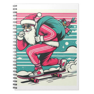 Skateboarding father christmas notebook