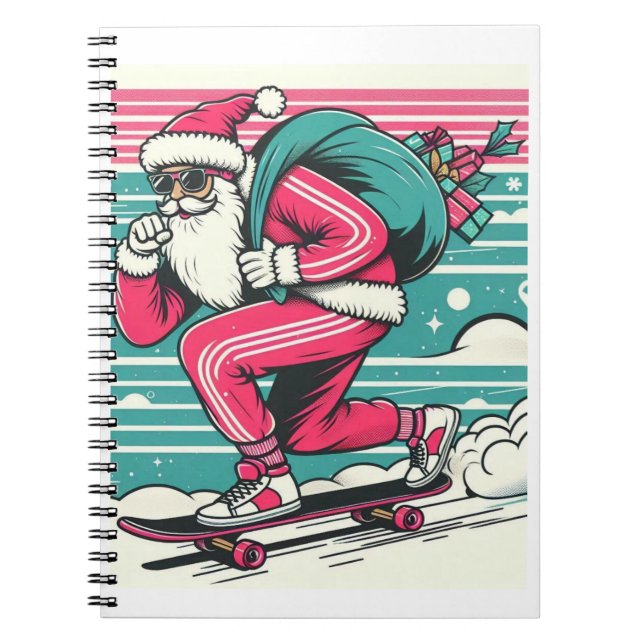Skateboarding father christmas notebook (Front)
