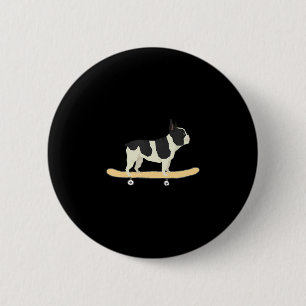Skateboarding French Bulldog Puppy Gift  6 Cm Round Badge