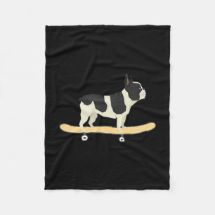 Skateboarding French Bulldog Puppy Gift Fleece Blanket
