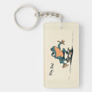 Skateboarding Frog – Cute Cartoon Animal Art Key Ring