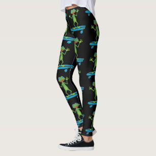 Skateboarding Frog Funny Skateboard Animal Lover Leggings