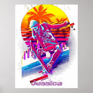 Skateboarding Girl Poster