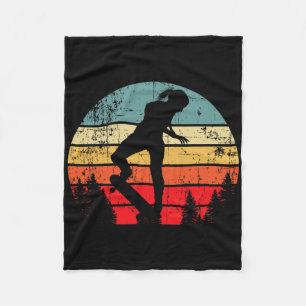 Skateboarding Girl Retro Vintage Skateboard Tricks Fleece Blanket
