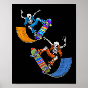 Skateboarding Graphic Design Vintage Skeleton Poster
