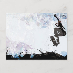 Skateboarding Grunge Layout Postcard