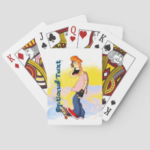 Skateboarding Guy Playing Cards