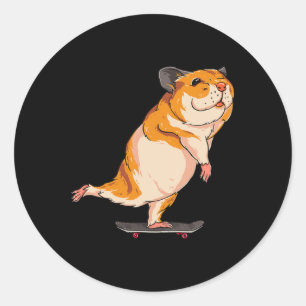 Skateboarding Hamster - Cute Skater Rodent Skatebo Classic Round Sticker