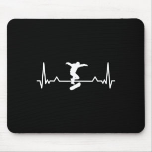 Skateboarding Heartbeat Line Funny Gift Mouse Pad