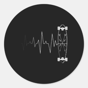 Skateboarding Heartbeat - Skateboard Classic Round Sticker