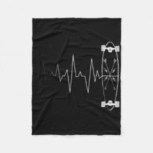 Skateboarding Heartbeat - Skateboard Fleece Blanket