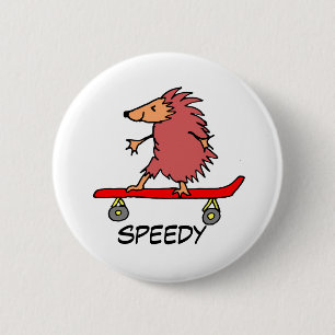 Skateboarding Hedgehog Badge