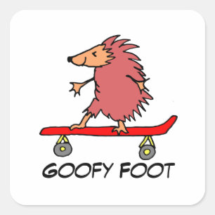 Skateboarding Hedgehog Goofy Foot Square Sticker