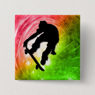 Skateboarding in a Psychedelic Cyclone 15 Cm Square Badge