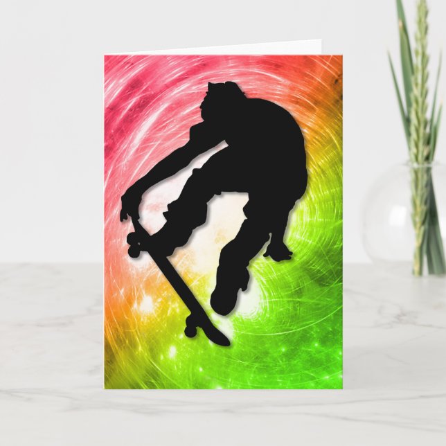 Skateboarding in a Psychedelic Cyclone Card (Front)