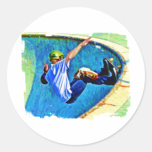 Skateboarding in the Bowl Classic Round Sticker