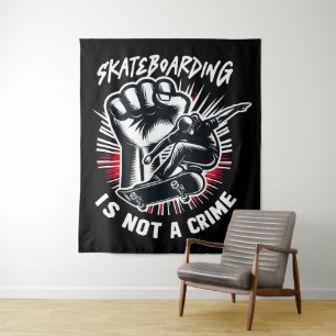 Skateboarding is Not A Crime Tapestry