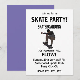 Skateboarding Just Go With The Flow Skateboarder Invitation