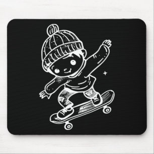 Skateboarding Kid Comic Recreational Sports Mouse Pad