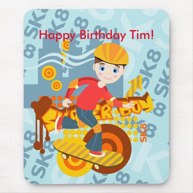 Skateboarding kid party mouse pad (Front)