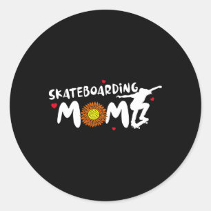 Skateboarding Mom For Women Cute Skateboarding Classic Round Sticker