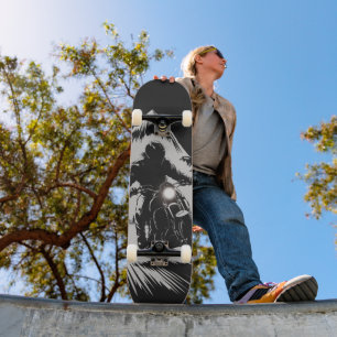 Skateboarding Motorcyclist Traveling at Night Skateboard