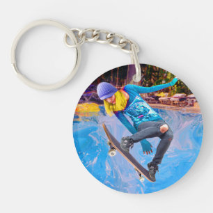 Skateboarding on Water Key Ring