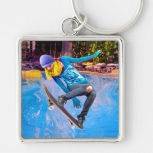 Skateboarding on Water Key Ring
