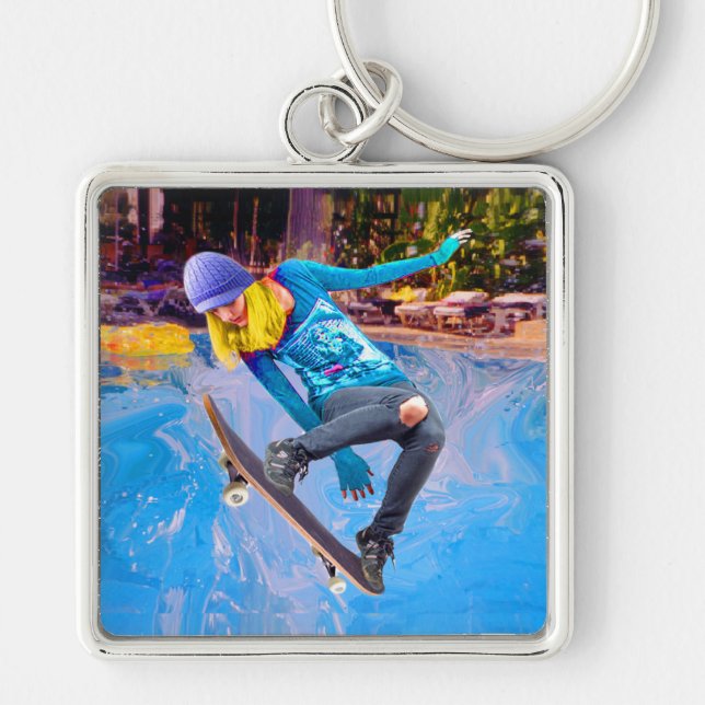 Skateboarding on Water Key Ring (Front)